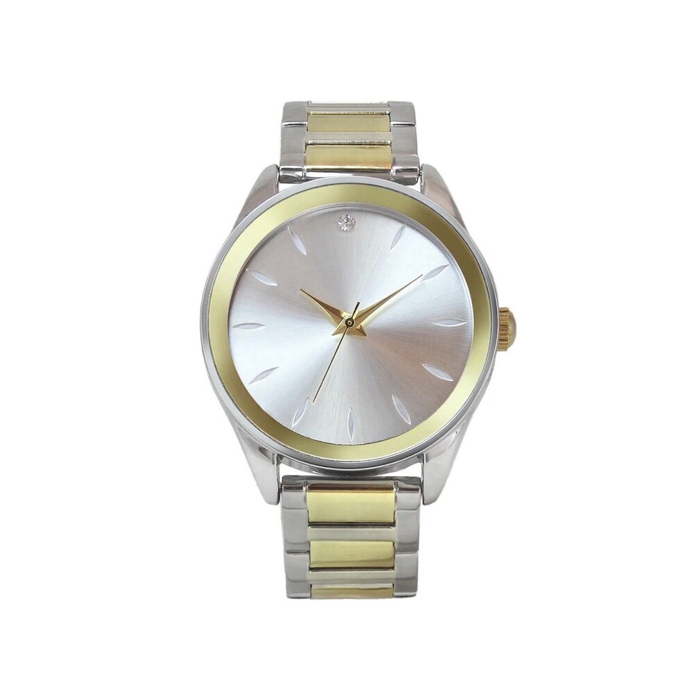 Time And Tru Women’s Crystal Accents Two-Tone Watch-Silver & Gold, New In Box